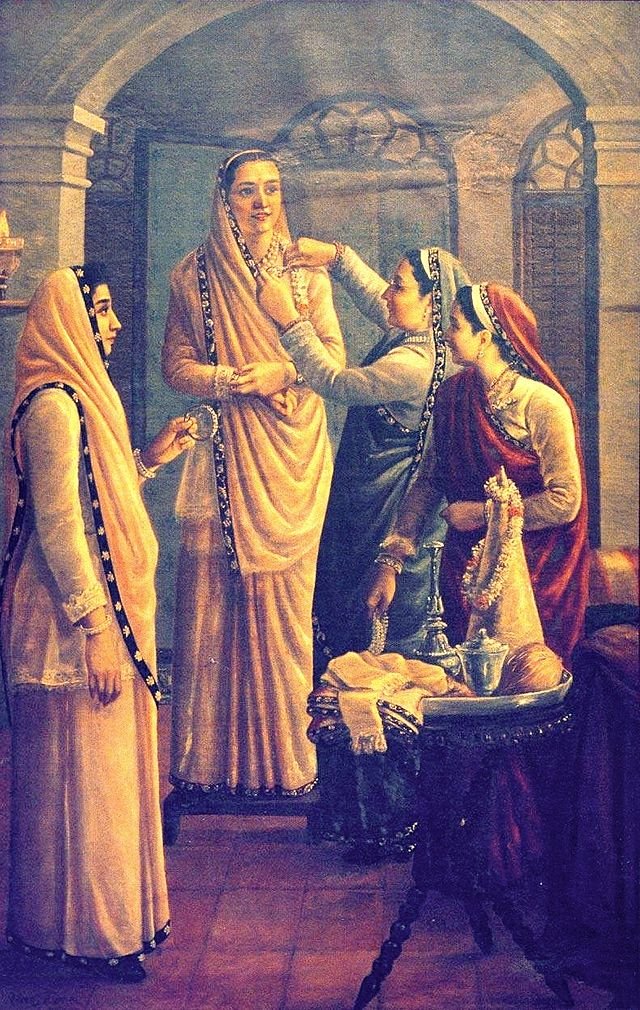 640px-Raja_Ravi_Varma,_Decking_the_bride